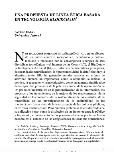 [Capítulo] Una propuesta de línea ética basada en tecnología Blockchain