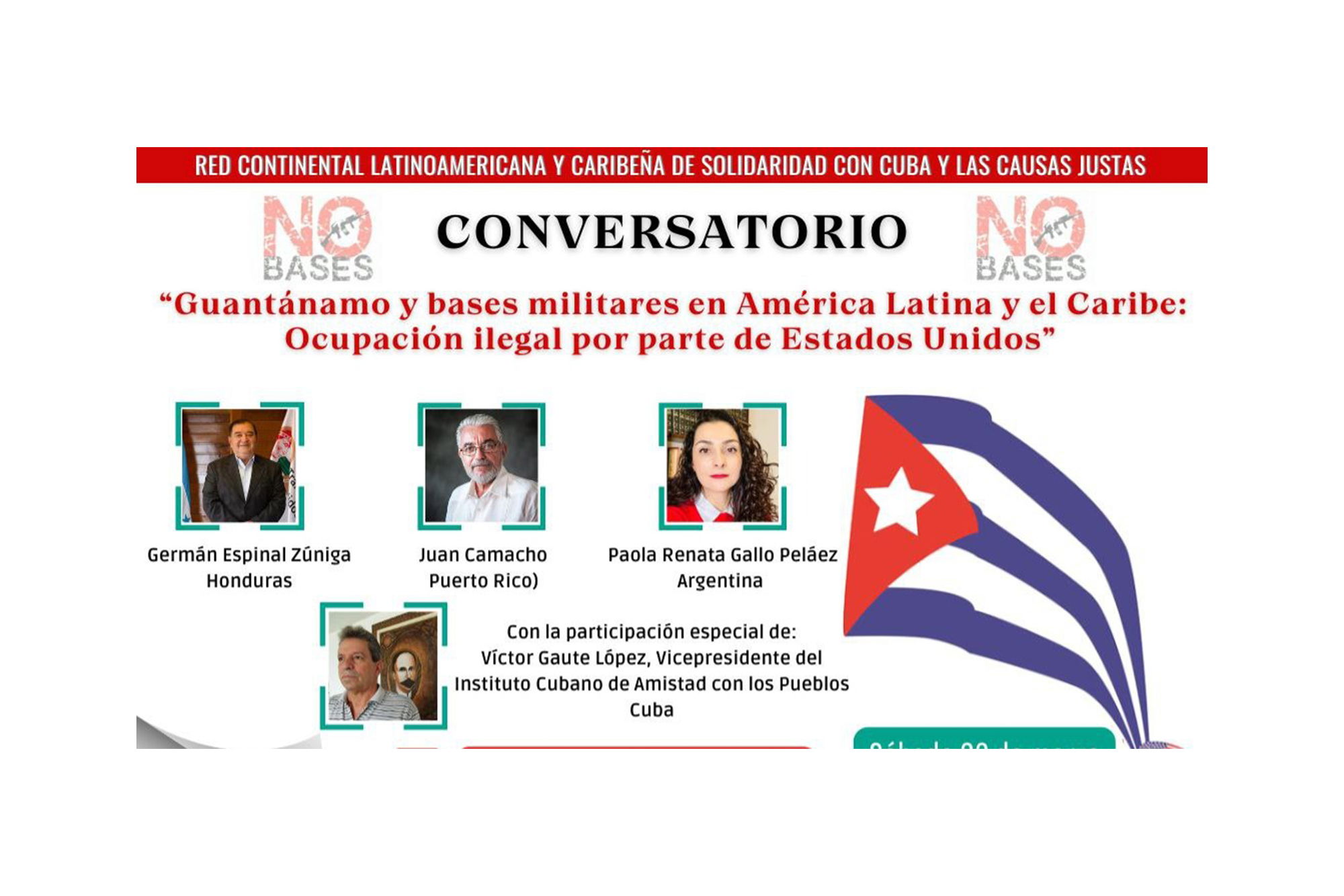 Compartimos con ustedes el conversatorio sobre la base de Guantánamo y la red de bases militares de EEUU en el que participamos el día 23 de marzo de 2024.