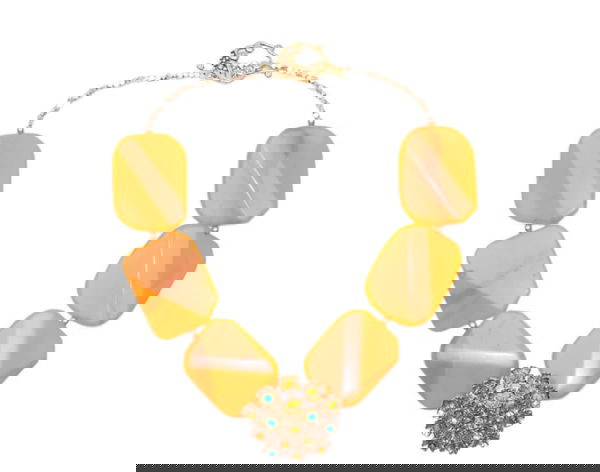 Large resin beads with vintage brooch