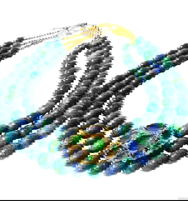 Chrysocolla with vintage brooch