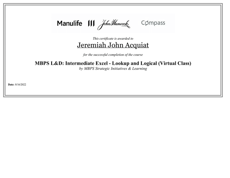 Other Obtained Major Certificates