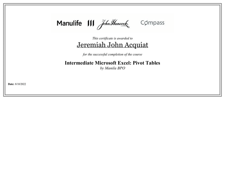 Other Obtained Major Certificates