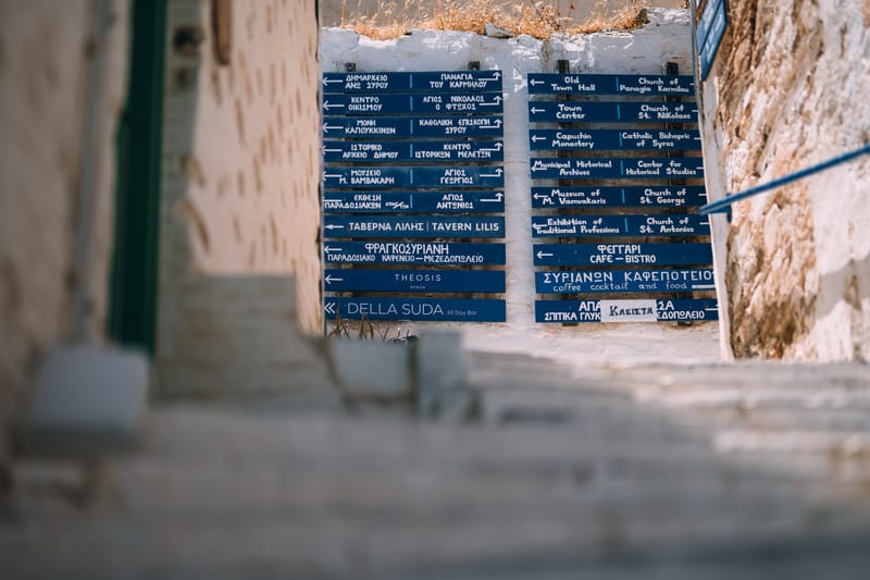 Walking through the medieval settlement of Ano Syros