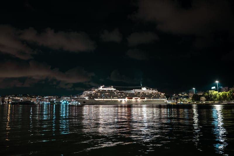 Piraeus port by night