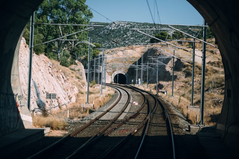 A train ride from Thriassion train center to the Perama container port