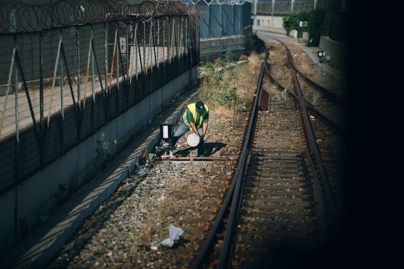 A train ride from Thriassion train center to the Perama container port