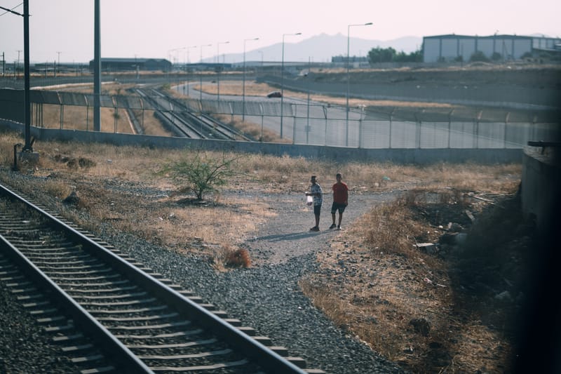 A train ride from Thriassion train center to the Perama container port