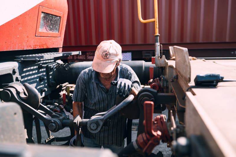 A train ride from Thriassion train center to the Perama container port