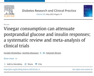 Vinegar consumption can attenuate postprandial glucose and insulin responses; a systematic review and meta-analysis of clinical trials