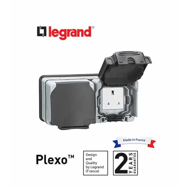 LEGRAND 684628 Socket Plexo IP66 2 Gang 13 A, 250 V~, Gre