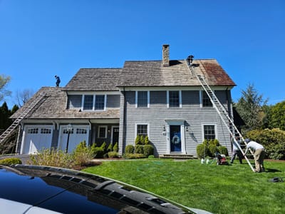 Roof Washing and  Presserving this week. The house body to be also Power Washed. New Canaan, CT.