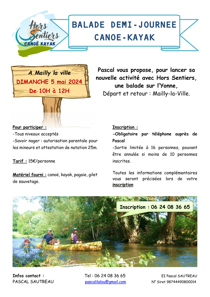 Dimanche 5 mai de 10h à 12h - Balade sur l'Yonne