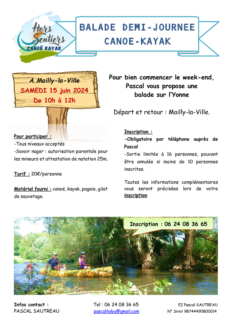 Samedi 15 juin de 10h à 12h - Balade sur l'Yonne