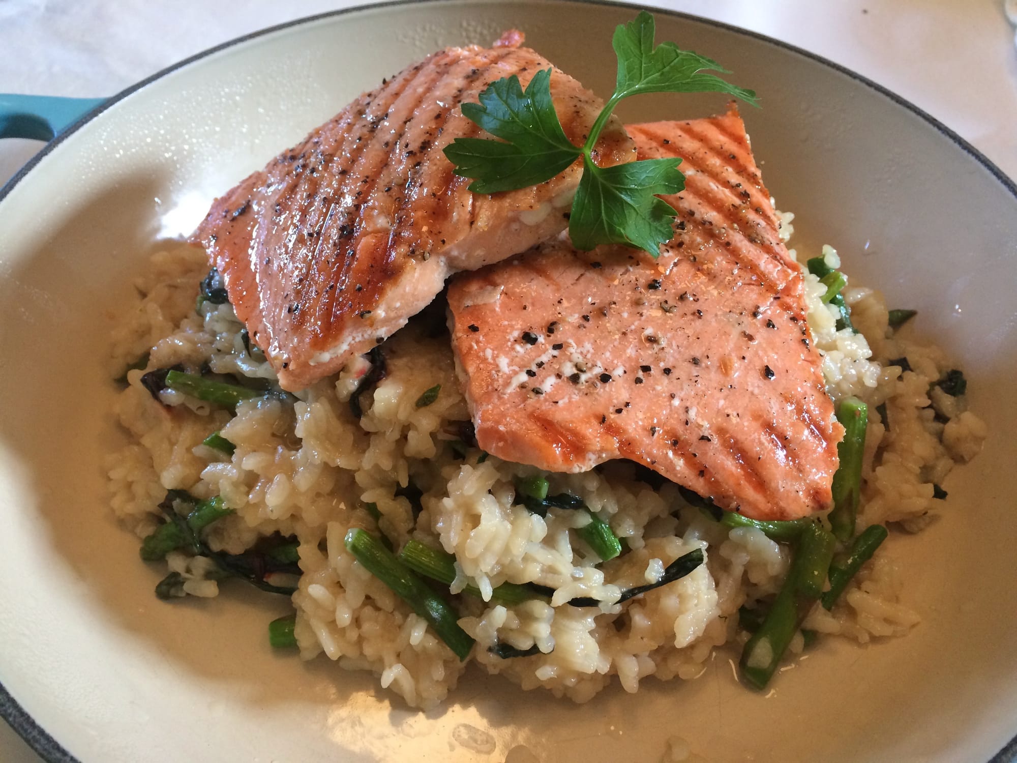 Grilled Wild Caught Salmon over Coconut Rice