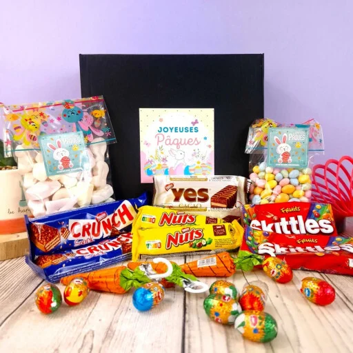 coffret bonbons et chocolat rétro de paques