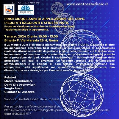 "PRIMI CINQUE ANNI DI APPLICAZIONE DEL GDPR"