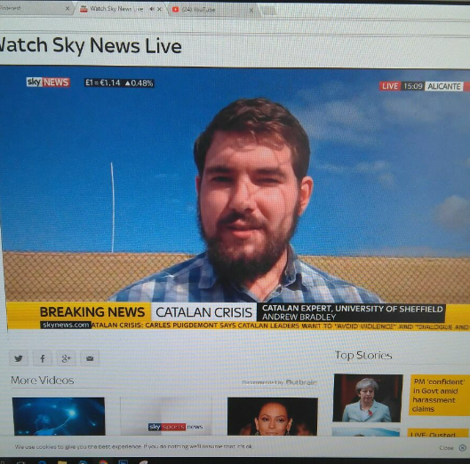 In 2017 I was interviewed by Sky News as a "Catalan expert" for a live television interview to discuss the Catalan independence referendum that was to take place on October 1st of that same year.