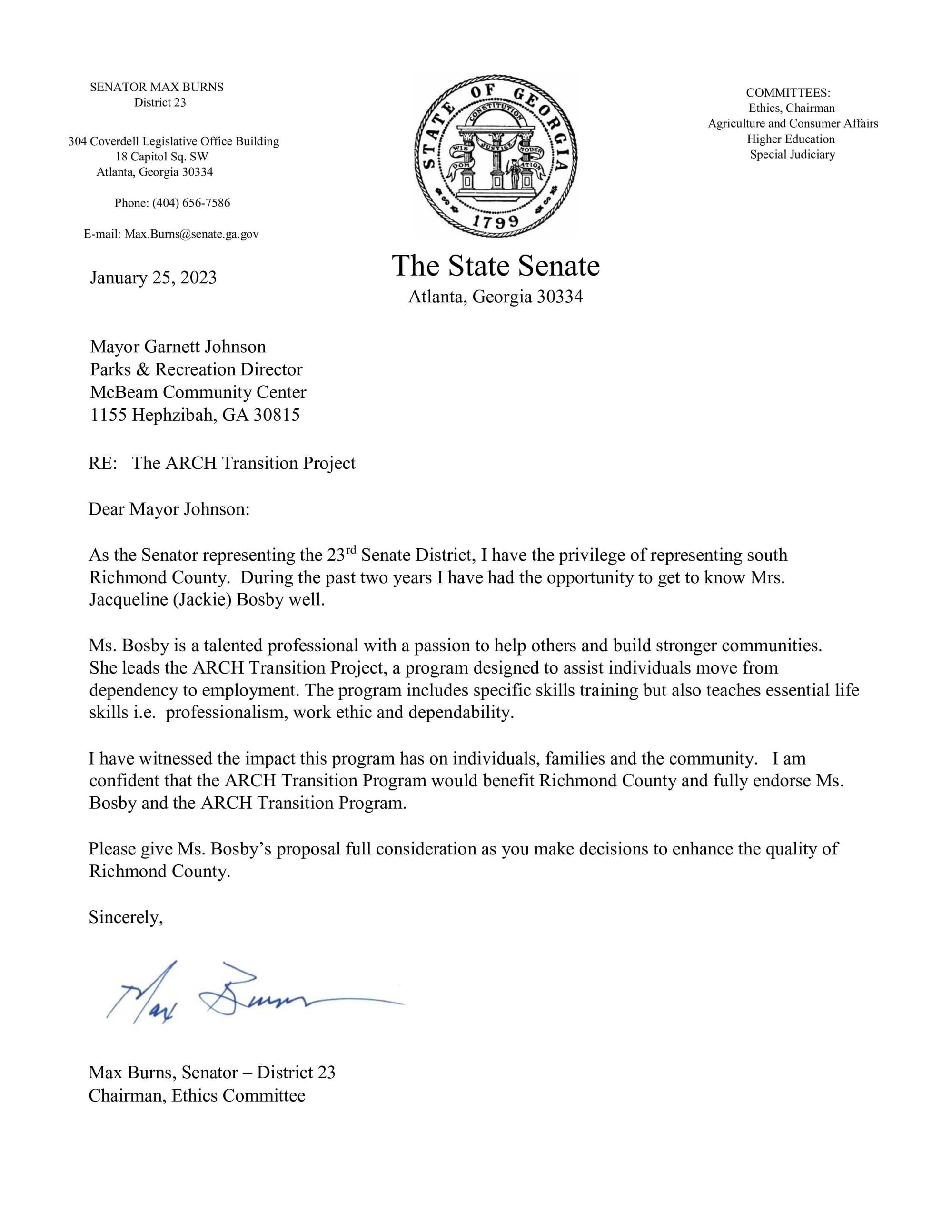 Georgia Support Letters