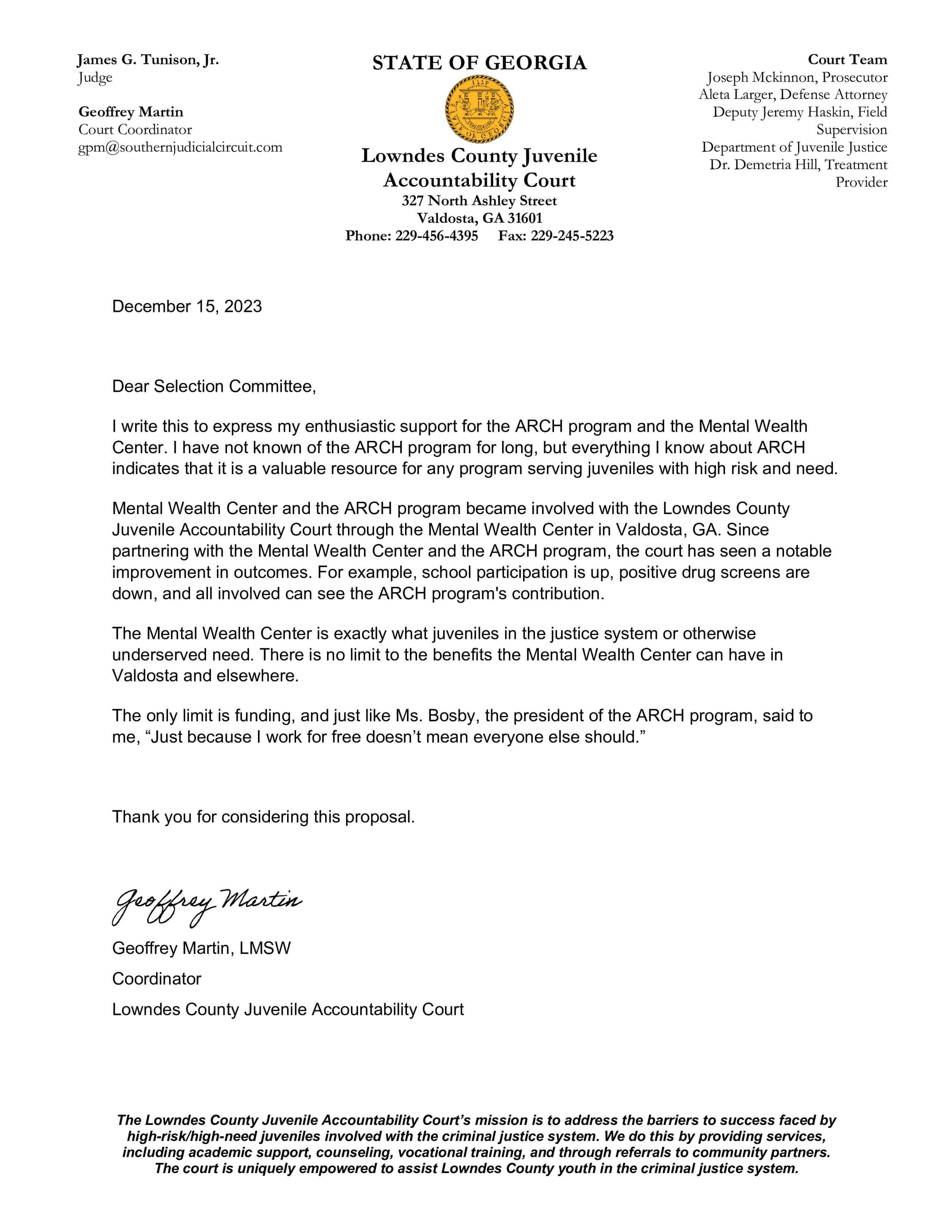 Georgia Support Letters