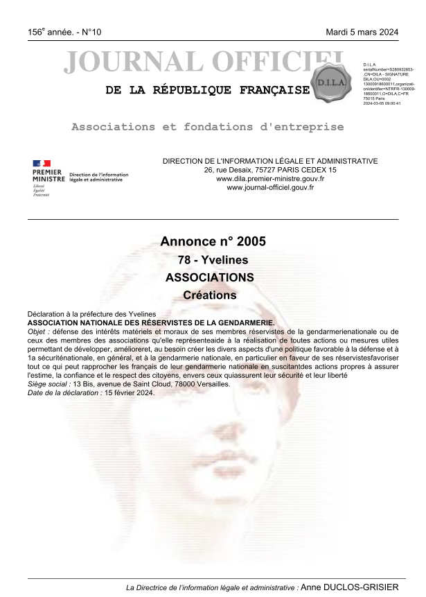 La création de l'ANAREG est publiée au Journal Officiel