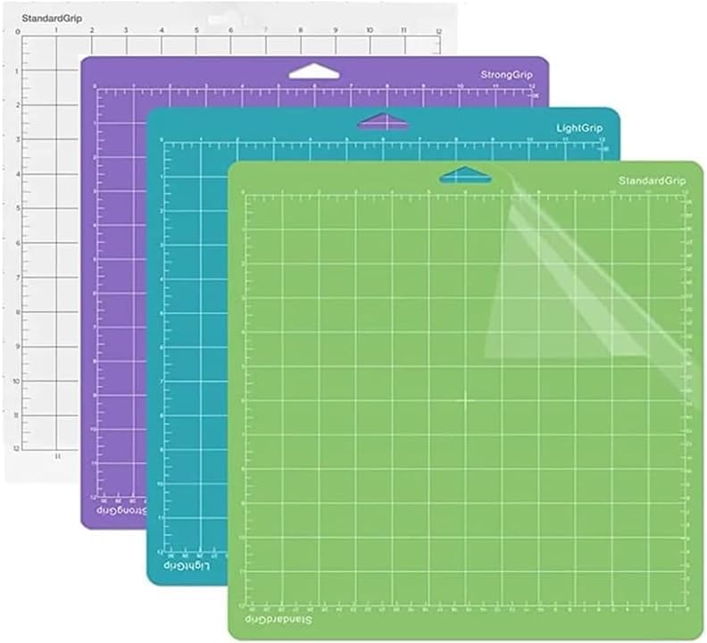 HADI 4 Pack Cutting Mat, size 12"X12" [2 Standard Grip Green and Clear/ 1 Strong Grip Purple / 1 Light Grip Blue]- For Cricut maker /Explore 3/ Air/Air2/ One - Adhesive Sticky Cut Mats