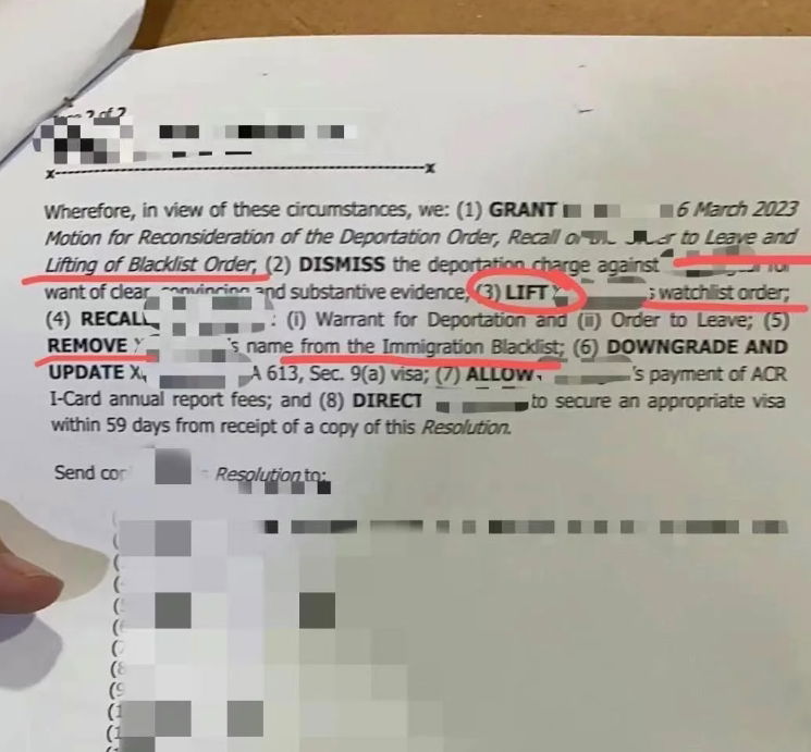 菲律宾移民局黑名单洗白服务案例