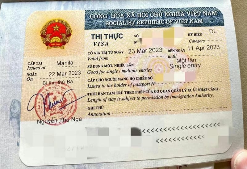 菲律宾办理越南签证案例