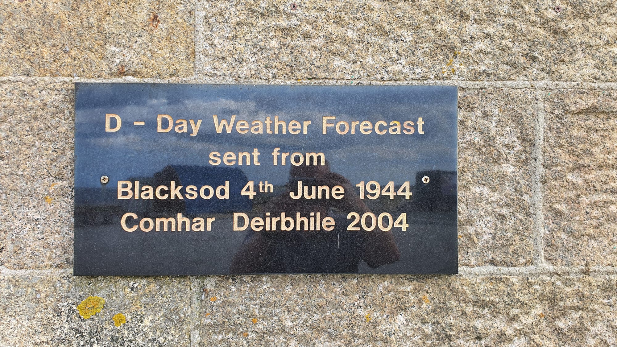 Blacksod plaque regarding Weather Forecast sent from here to Allied Command 4 June 1944