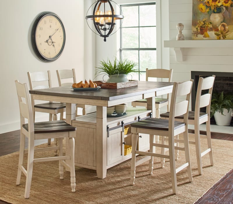Madison County High Low Counter Height Table in Vintage White - Shaw...