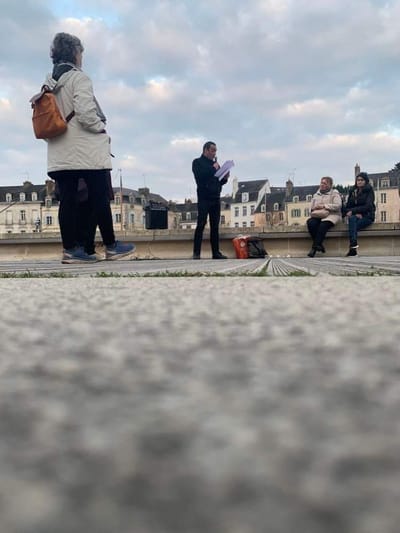 Prise de parole du 7 mars 2022, sur le port de Vannes : PAIX EN UKRAINE ET DANS LE MONDE