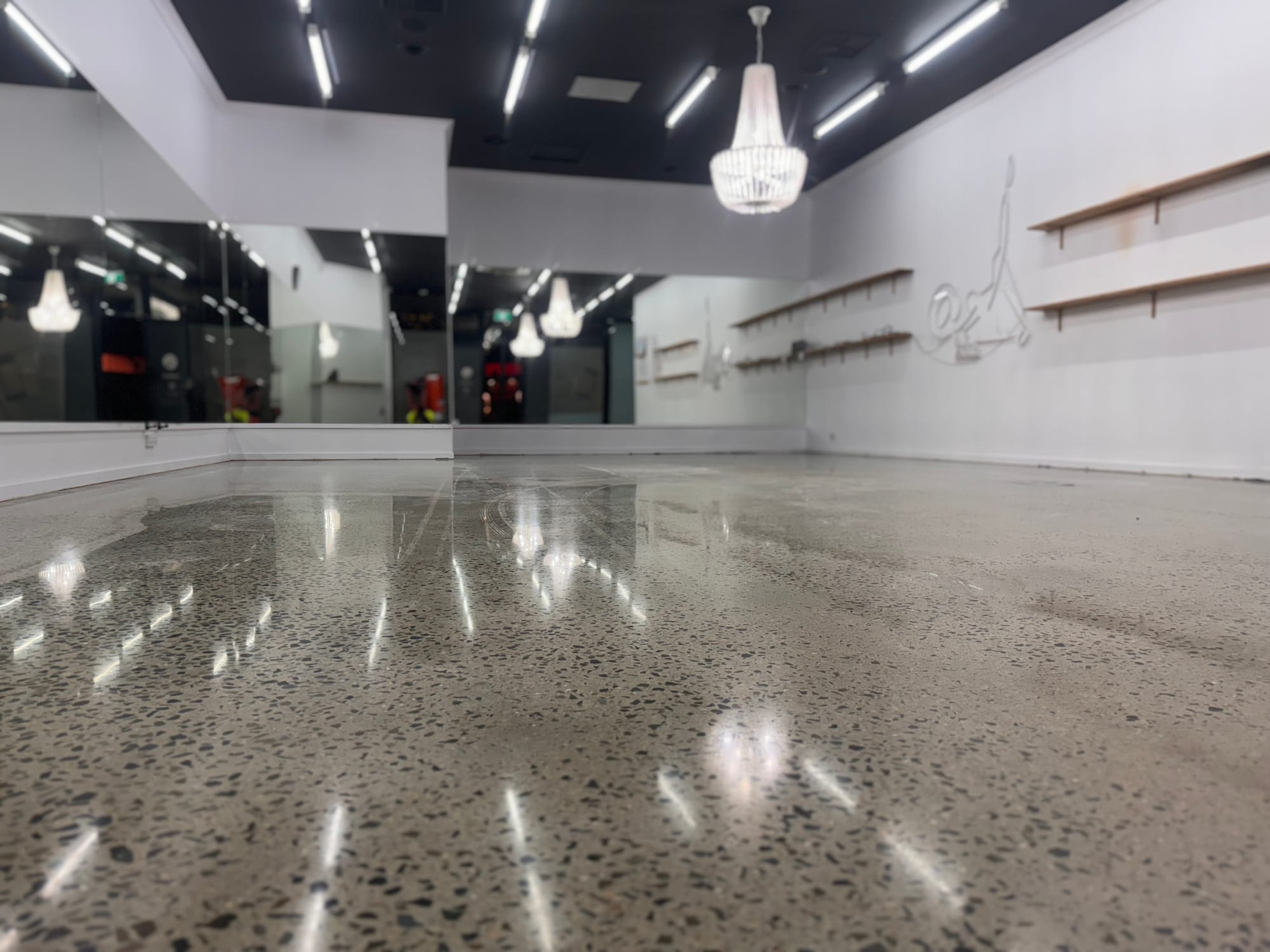 At Pilates Shepparton exposeshine polished concrete