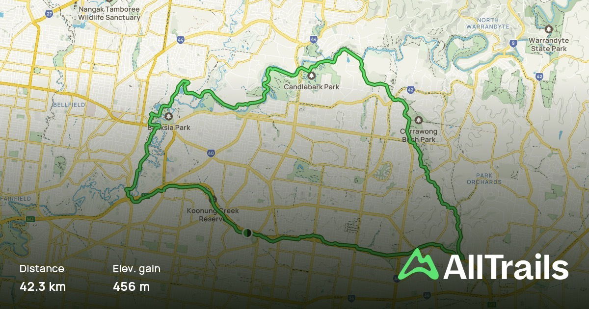 Main Yarra Trail, Koonung Creek Trail and Mullum Mullum Creek Trail .