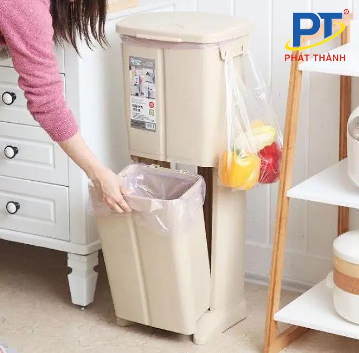 Thùng rác 2 tầng - Thiết kế hiện đại, chất liệu cao cấp