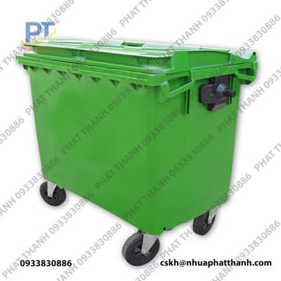 Thùng rác 660 lít bằng nhựa HDPE, chịu lực tốt