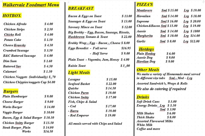 Our Menu