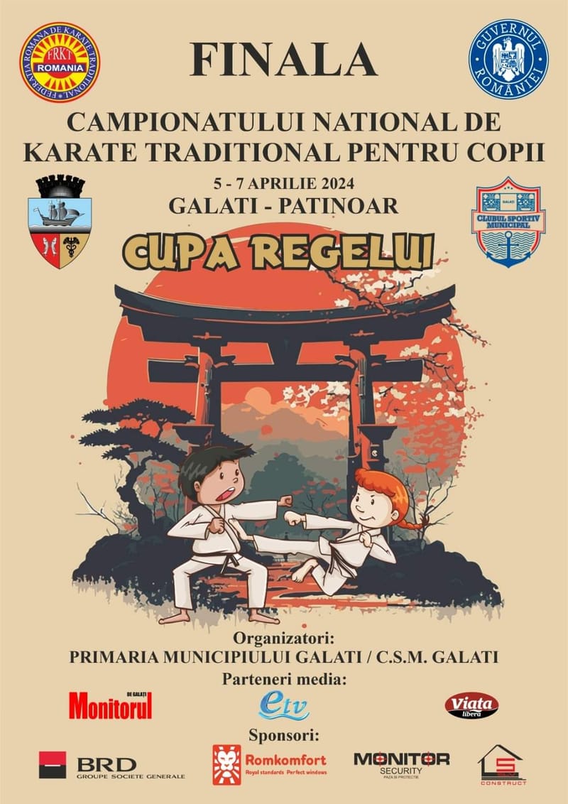 Finala Campionatului Național de Karate Tradițional pentru Copii (6-13 ani).