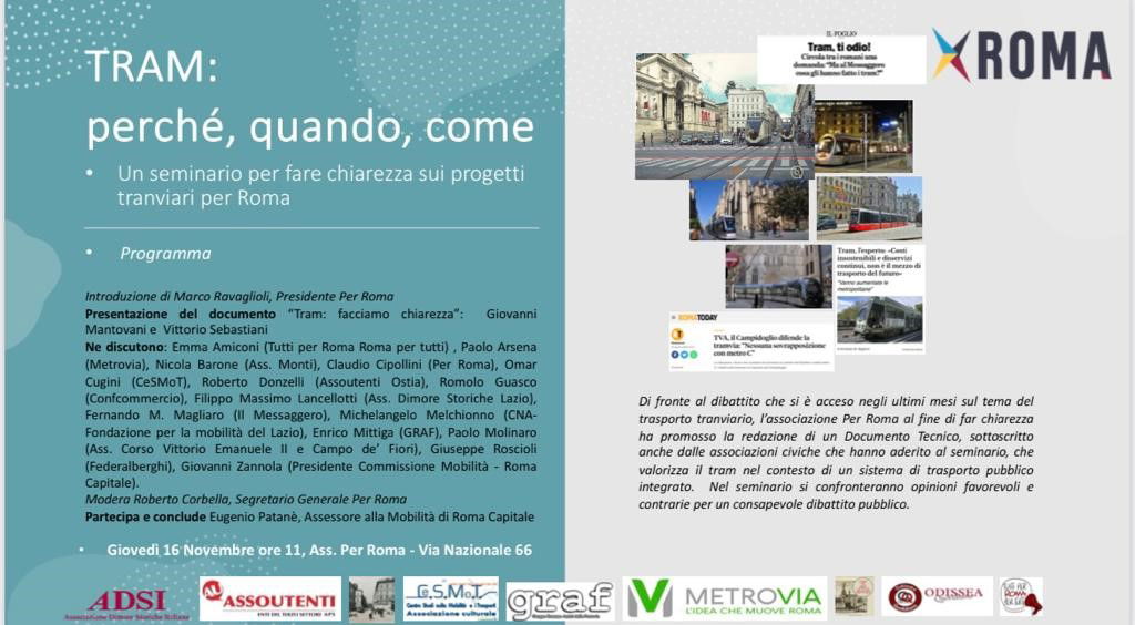 SEMINARIO - "Tram: perché, quando, come", Associazione Per Roma