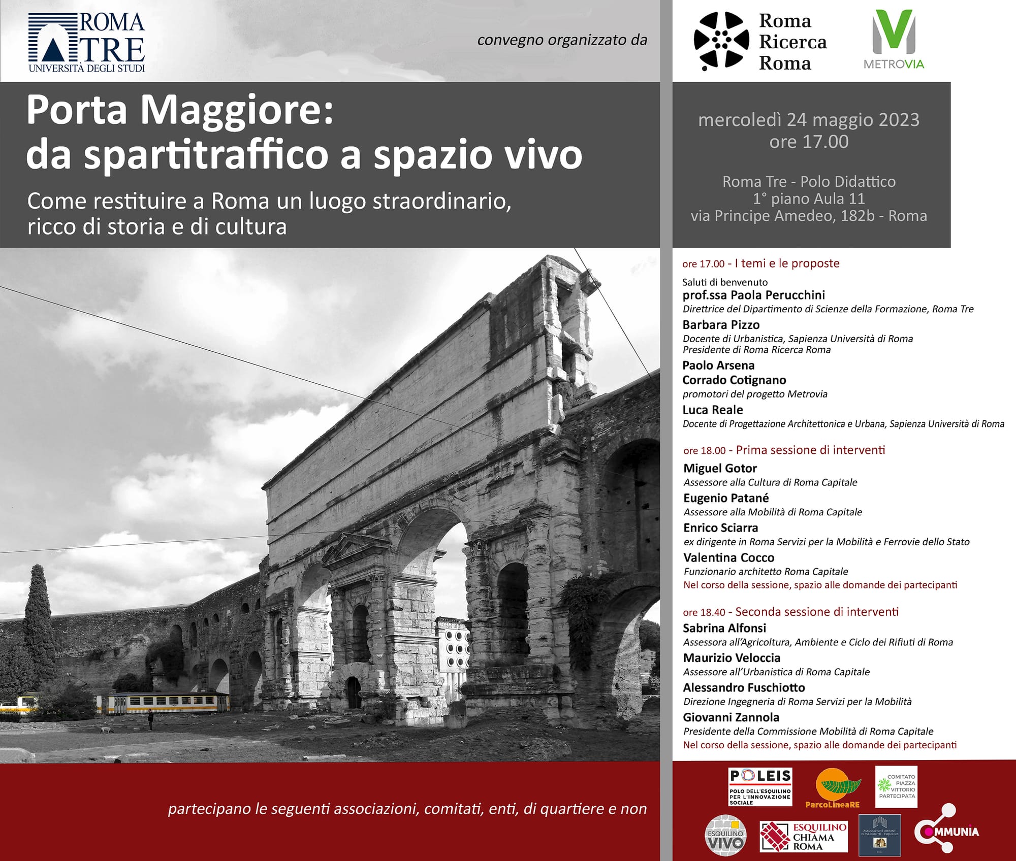 CONVEGNO - "Porta Maggiore: da spartitraffico a spazio vivo", facoltà di Scienze della Formazione, Roma Tre.