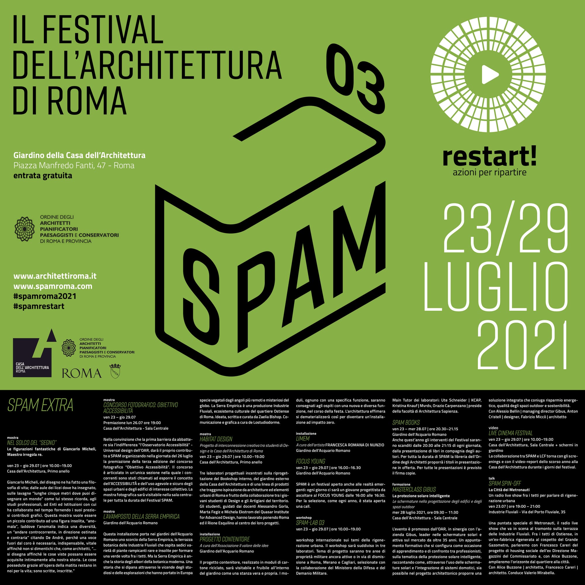 FESTIVAL - "SPAM03, Restart", Ordine Architetti di Roma