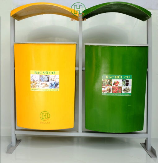 Cung cấp thùng rác treo đôi composite 80L khung sắt số lượng lớn