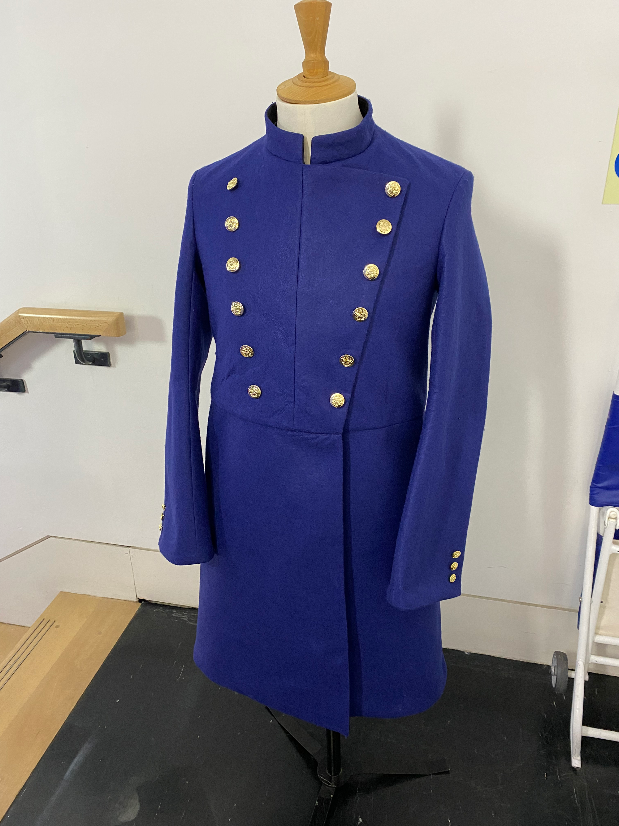 Blue Double-Breasted Military Coat