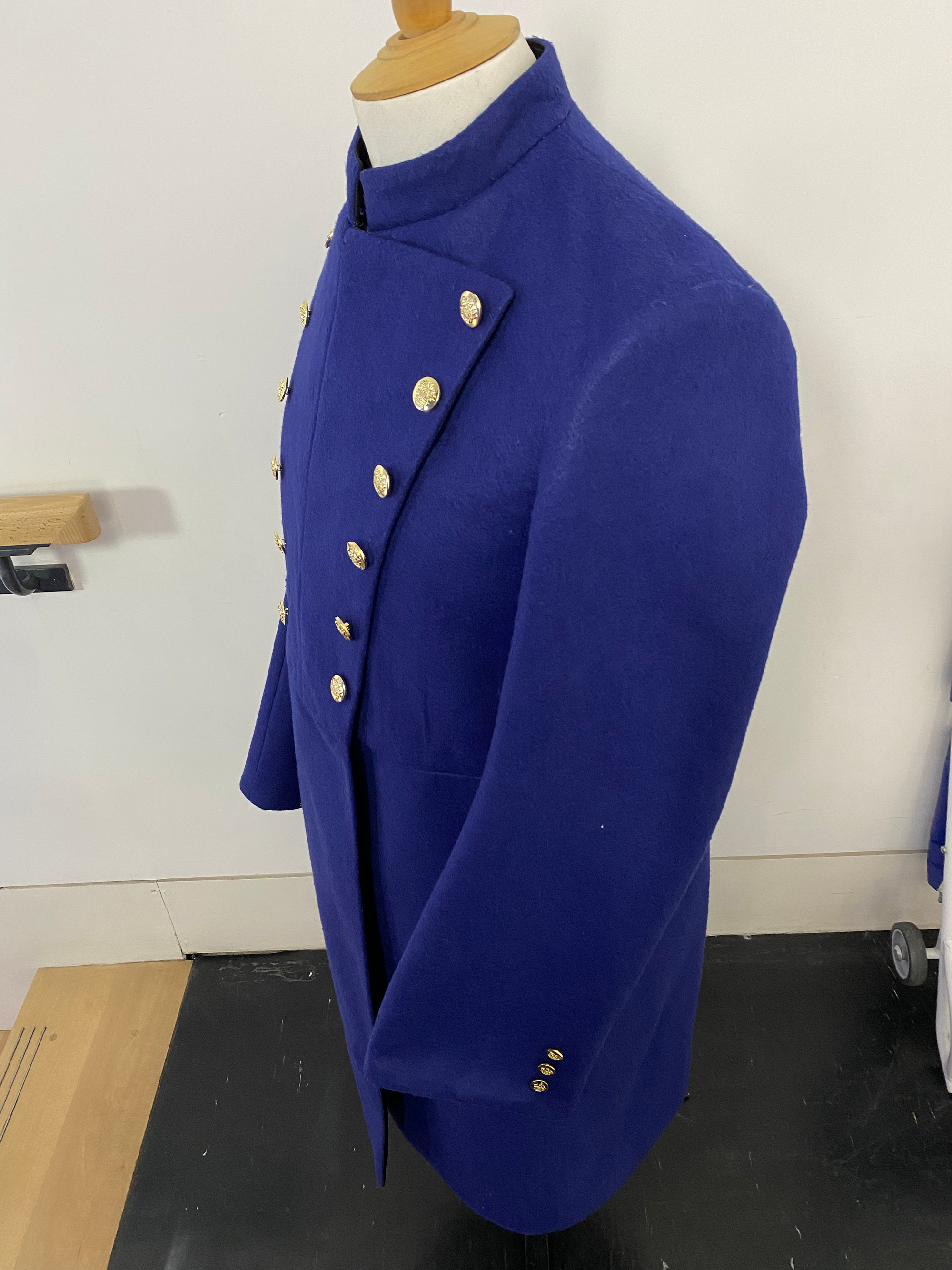 Blue Double-Breasted Military Coat