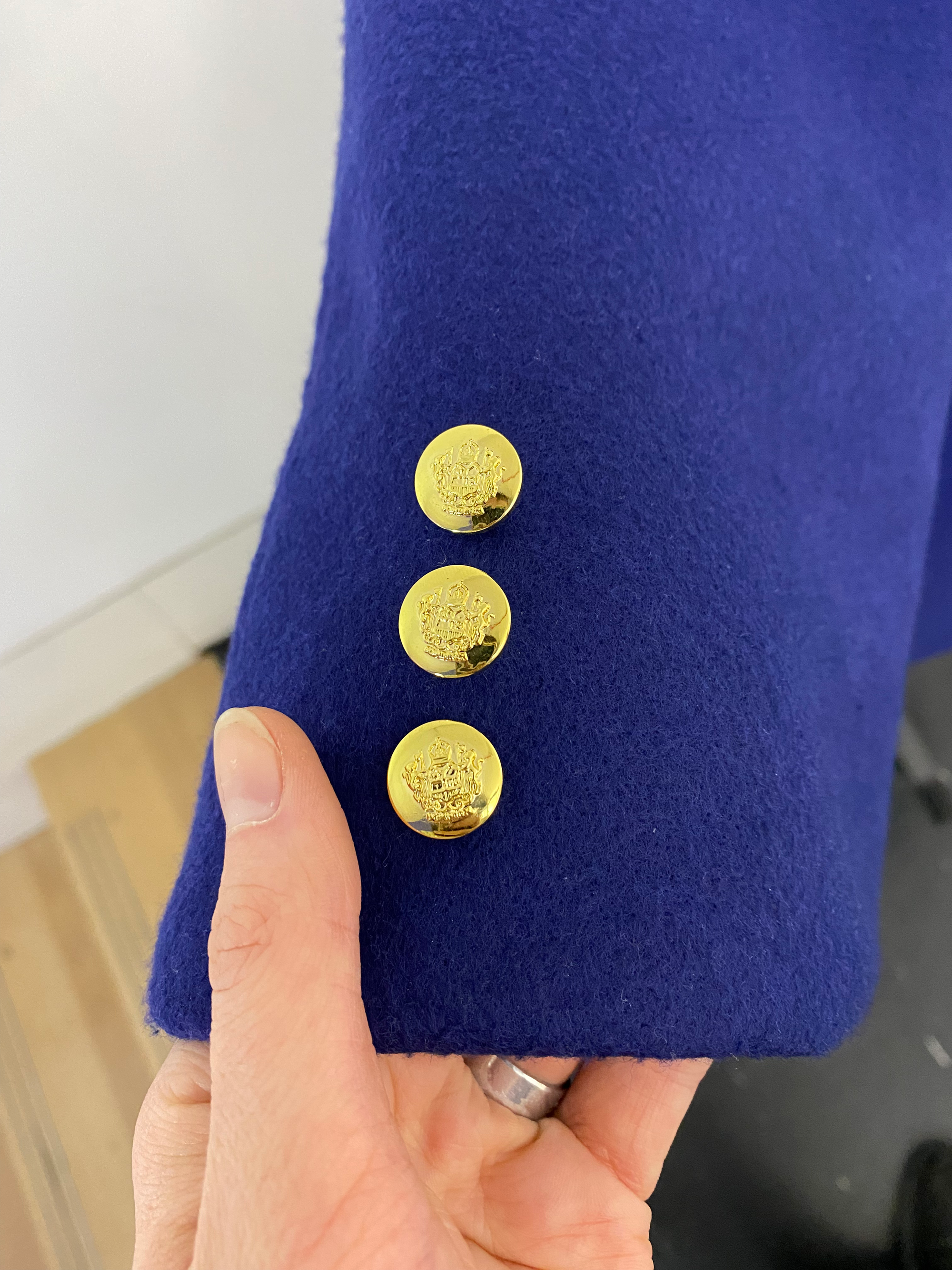 Blue Double-Breasted Military Coat
