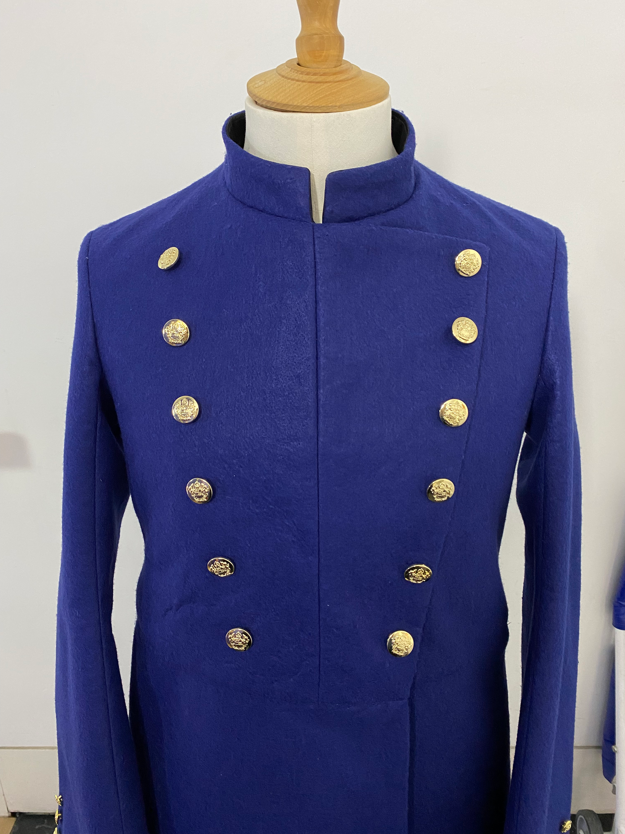 Blue Double-Breasted Military Coat