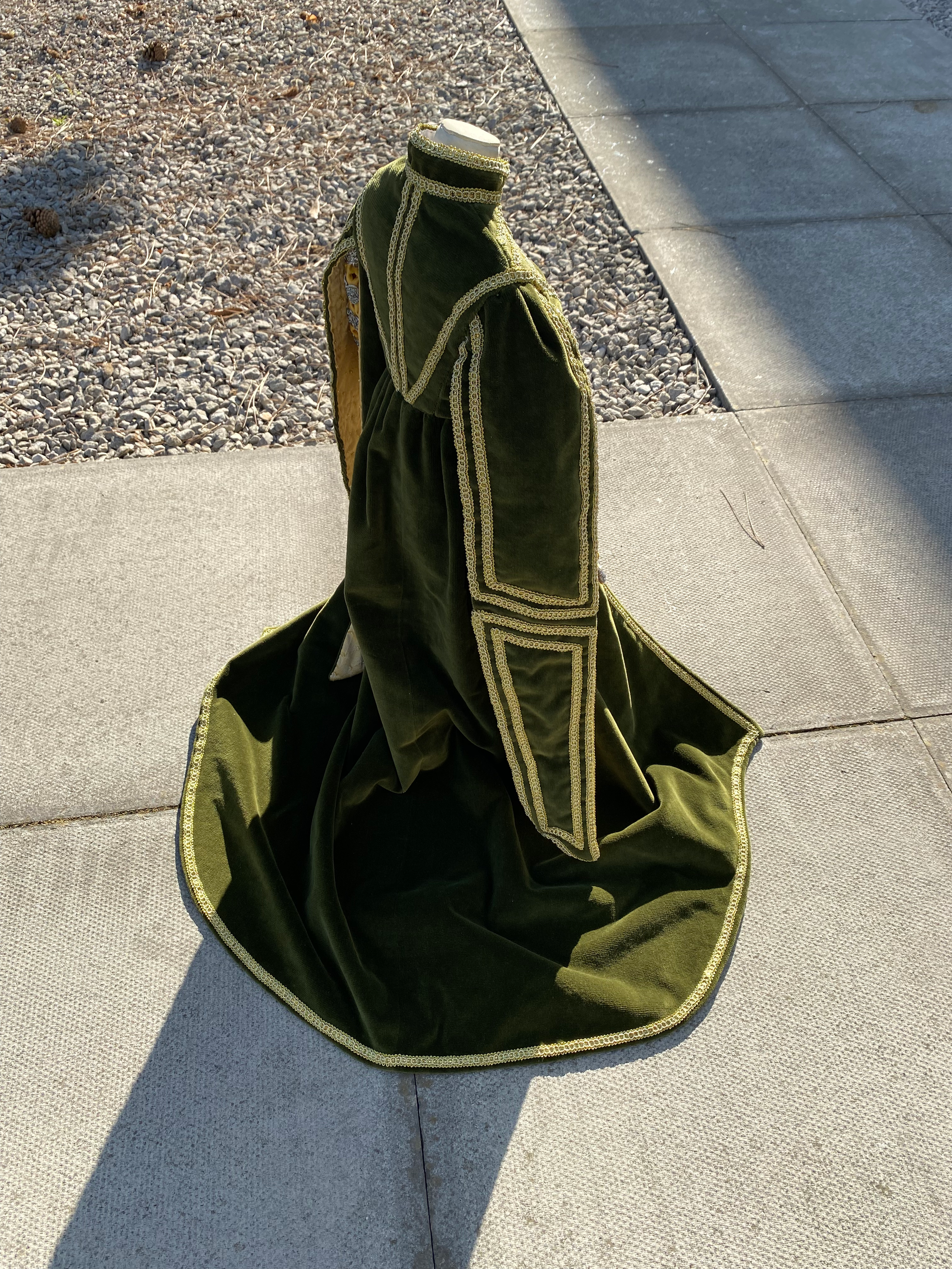 A half scale reproduction of a late 16th century gown  
