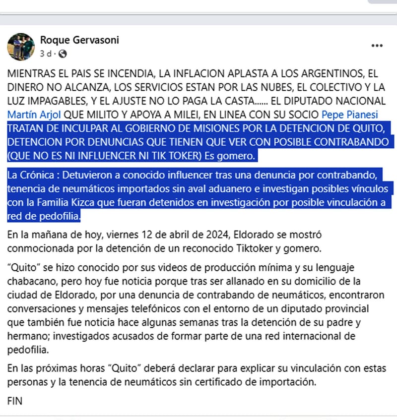 PRESIDENTE DEL IFAI - Roque Gervasoni vinculó al tiktoker detenido con CONTRABANDO Y PEDOFILIA