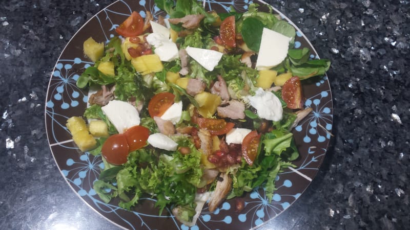 ENSALADA TIBIA DE POLLO Y GRANADA