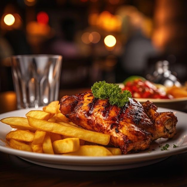 Poulet grillé+ portion de frites