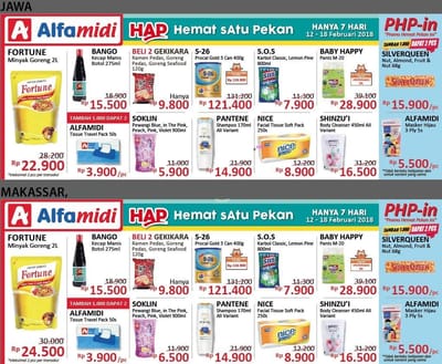Katalog Promo ALFAMIDI Hemat Satu Pekan Periode 12 - 18 Februari 2018