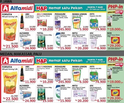 Katalog Promo ALFAMIDI Hemat Satu Pekan Periode 19 - 25 Februari 2018